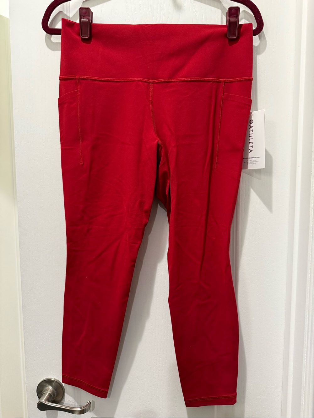 NEW Athleta Salutation Stash Tight Candy Red Large Petite